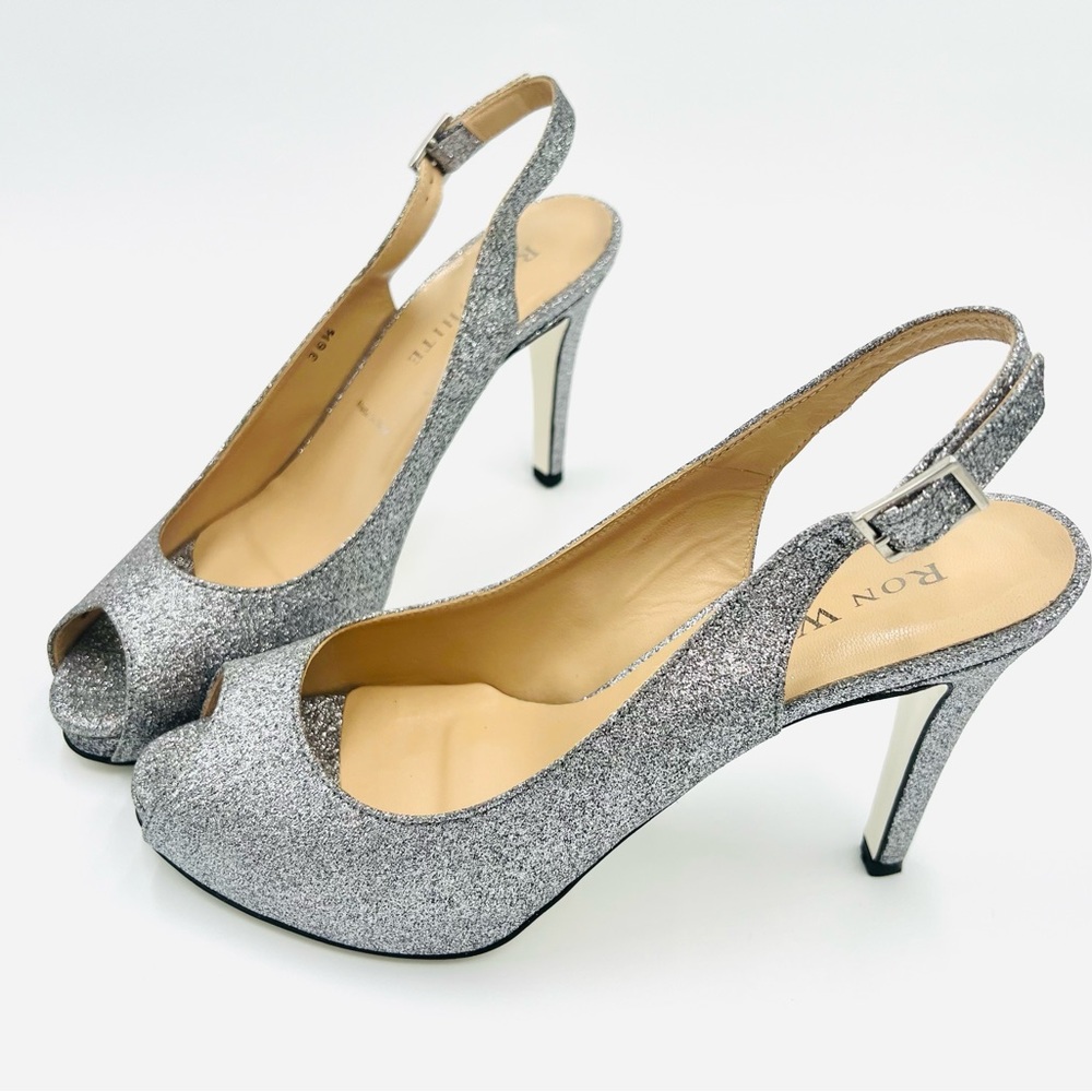 Ron White Women's Brooks Glitter Silver Pump Heels